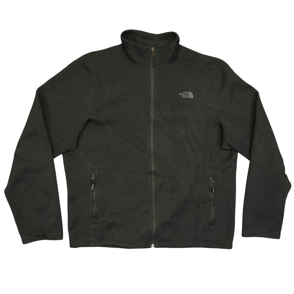 The North Face Jacket Mens XL Black Full Zip Fleece Textured Knit Mock Neck